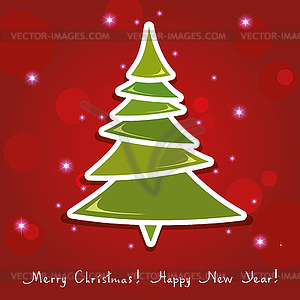 Greeting card with christmas tree - vector EPS clipart