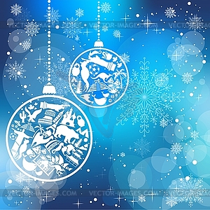 Christmas card with landmarks symbols - vector image