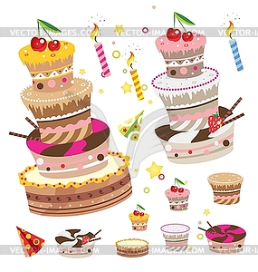 Vector cakes set - vector clip art