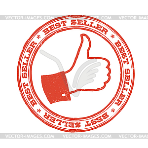 Best seller stamp with thumb up symbol - vector EPS clipart