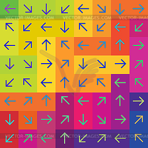 Abstract arrows on colorful rectangles background - vector clip art