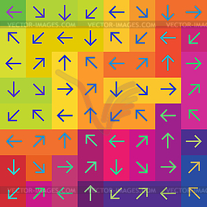 Абстрактные стрелки на фоне красочных прямоугольников - клипарт в векторном формате
