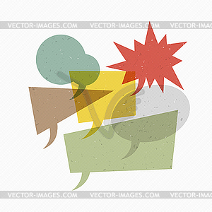 Colorful textured retro speech bubbles on diagonal - vector image