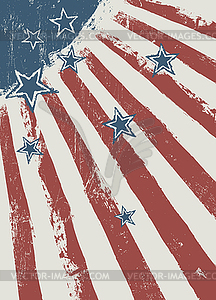 Stars on scratched american flag texture - vector clipart