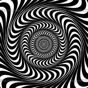 Black and white swirl lines. Optical illusion - vector clip art