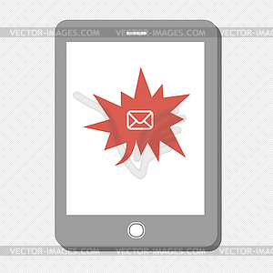 Tablet device with many urgent mail - royalty-free vector clipart