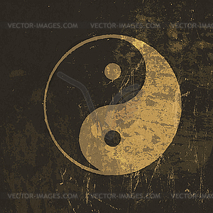 Yin yang grunge icon. With stained texture - vector image