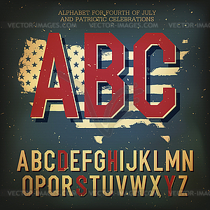 American themed alphabet. With elements for - vector clip art