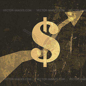 Retro earnings grow up . Dollar sign - stock vector clipart