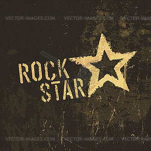 Rock star grunge icon. With stained texture - vector clipart