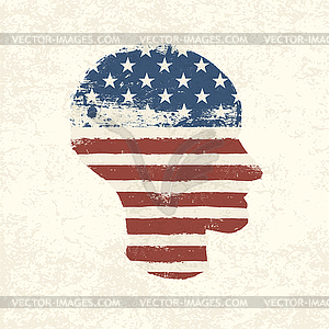 Grunge american flag themed head symbol. - vector clipart