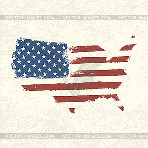 USA flag. Shape of american map. - vector clip art