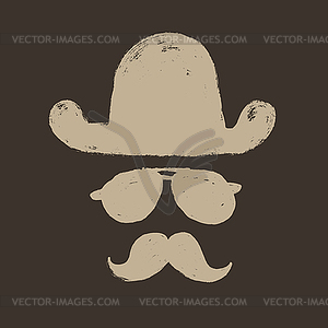 Retro elements set: bowler hat, moustache, and - royalty-free vector image