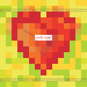 Pixel heart with greetings. Design template, , eps - vector clip art