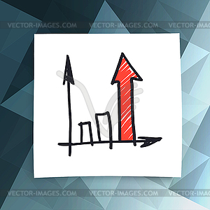 Red success arrow on abstract business background.  - vector image