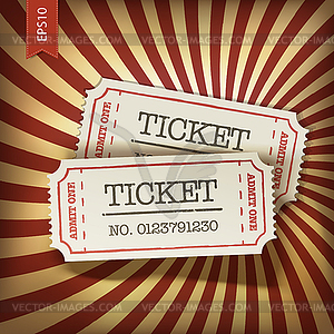 Cinema tickets on retro rays background,  - vector image