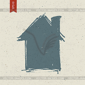 House sign on paper texture. - vector EPS clipart