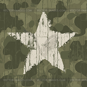 Military camouflage background with star. - vector clipart