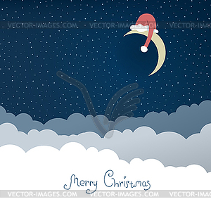 Greeting card with christmas moon. - vector image