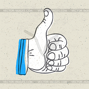 Retro styled thumb up symbol. - vector image
