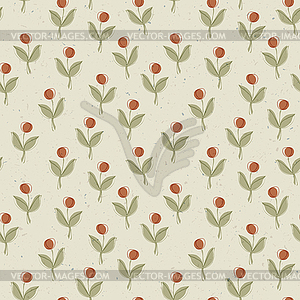 Plant with red berry. Seamless pattern, - vector image