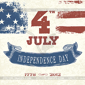 Vintage styled card for Fourth July Celebration. , - vector image