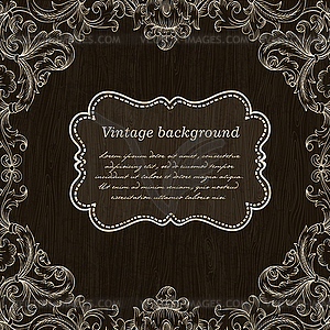 Vintage Frame Design On Wooden Background For - vector image