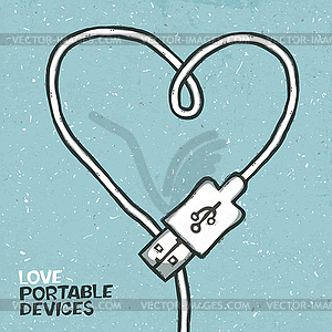 Love portable devices, concept . - vector clip art