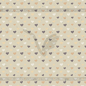 Seamless hearts pattern on paper texture. - vector clipart