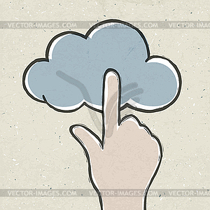 Hand clicking cloud icon. Concept - royalty-free vector clipart