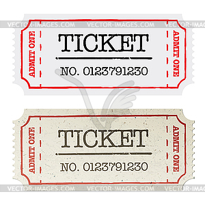 Vintage paper ticket, two versions. - vector image