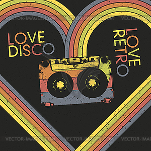 Love Disco, Любовь ретро. Урожай дизайн сайт - векторная иллюстрация