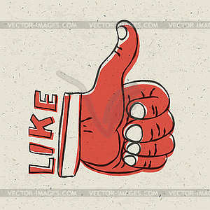 Thumb up symbol. Retro styled - vector image