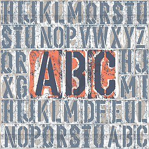 Vintage letterpress printing blocks alhpabet. - vector clipart