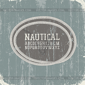 Vintage nautical card with retro alphabet. - vector image