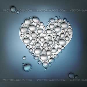 Heart shaped water drops. Abstract Valentines day - vector image