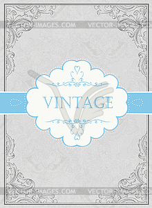 Vintage framed background with label. - vector image