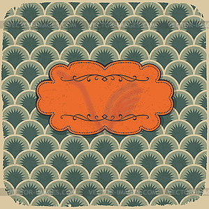 Vintage scale pattern with retro label. - vector clipart
