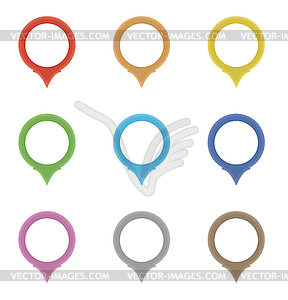 Set of circle pointers in colors of rainbow - vector clip art