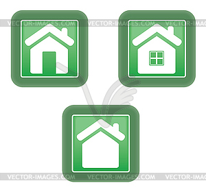 Green home icon - vector image