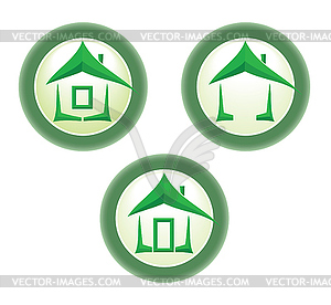 Green home icon - vector clipart