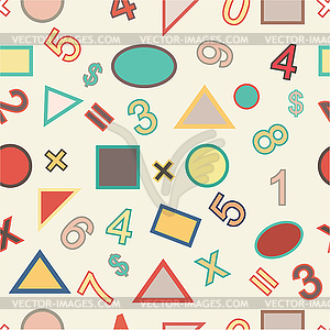 Seamless of numbers and geometric shapes in - vector clip art