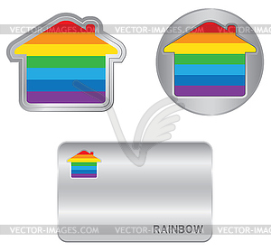 Home icon on Rainbow flag - vector clip art