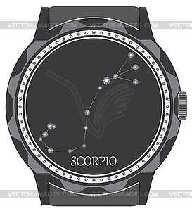 Watch dial with zodiac sign Scorpio - vector clipart