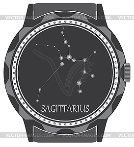 Watch dial with zodiac sign Sagittarius - vector image