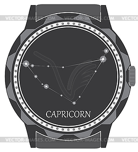 Watch dial with zodiac sign Capricorn - vector clipart