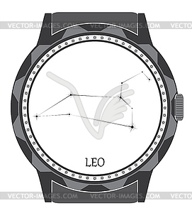 Watch dial with zodiac sign Leo - vector clipart