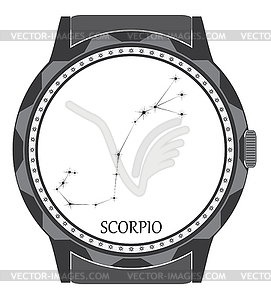 Watch dial with zodiac sign Scorpio - vector image