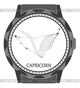 Watch dial with zodiac sign Capricorn - vector clipart