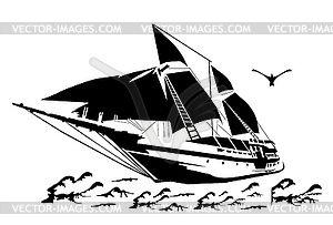 Sailboat on waves - vector clip art